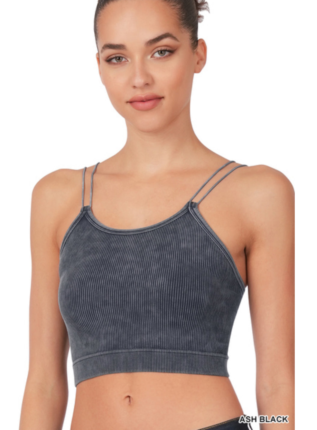 Zenana WASHED RIBBED SEAMLESS DOUBLE STRAP BRAMI