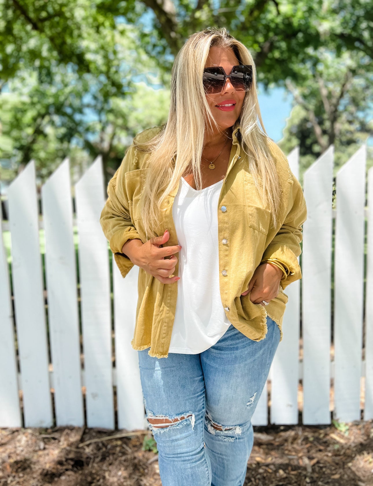 Scout Distressed Denim Jacket-Plus Size