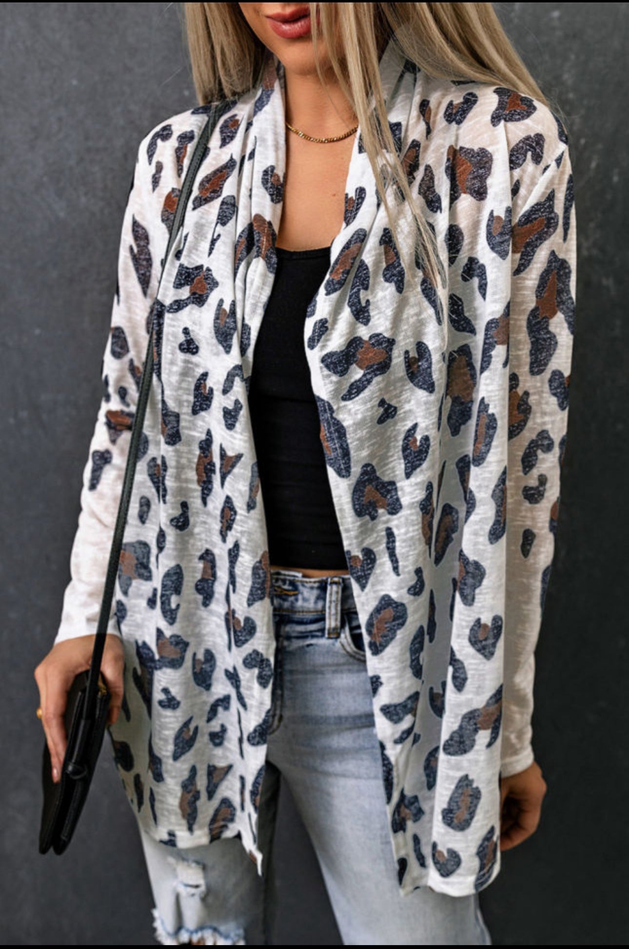 White vintage leopard print cardigan