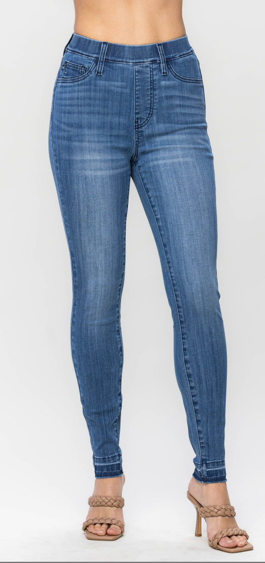 Judy Blue High Waist Release Hem Pull On Skinny Jean