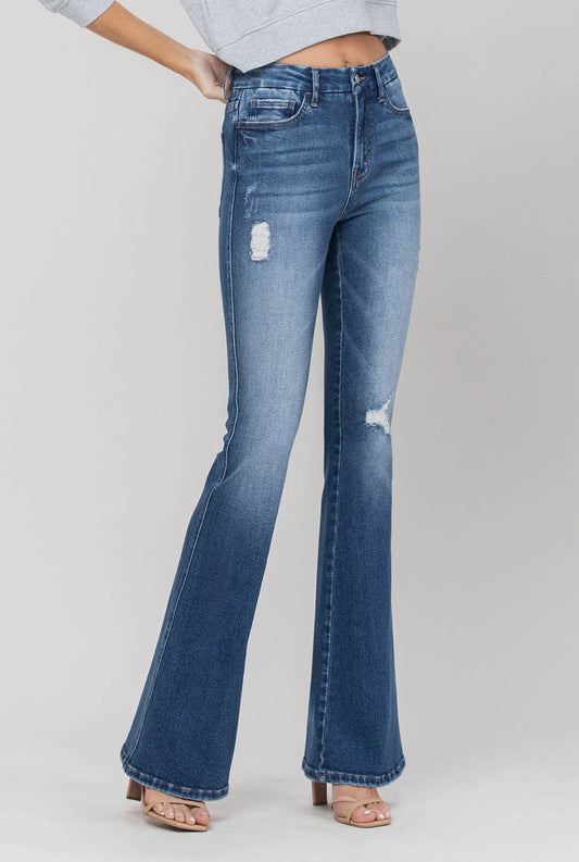 Vervet by Flying Monkey High Rise Distressed Flare Jean