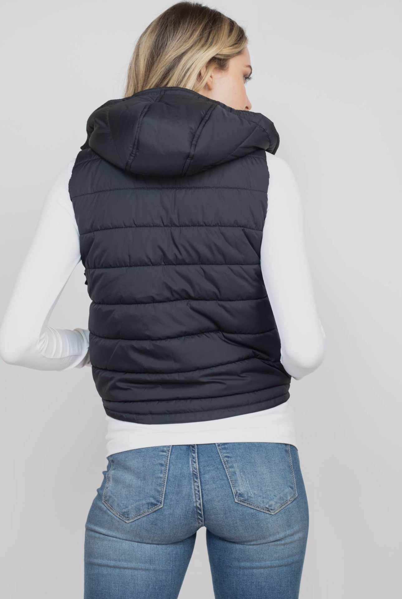 Black Puffer Vest with Hood